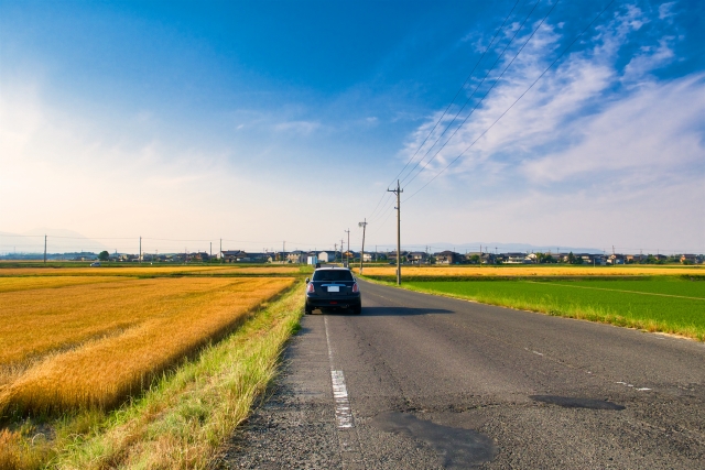 道路脇に停めた車